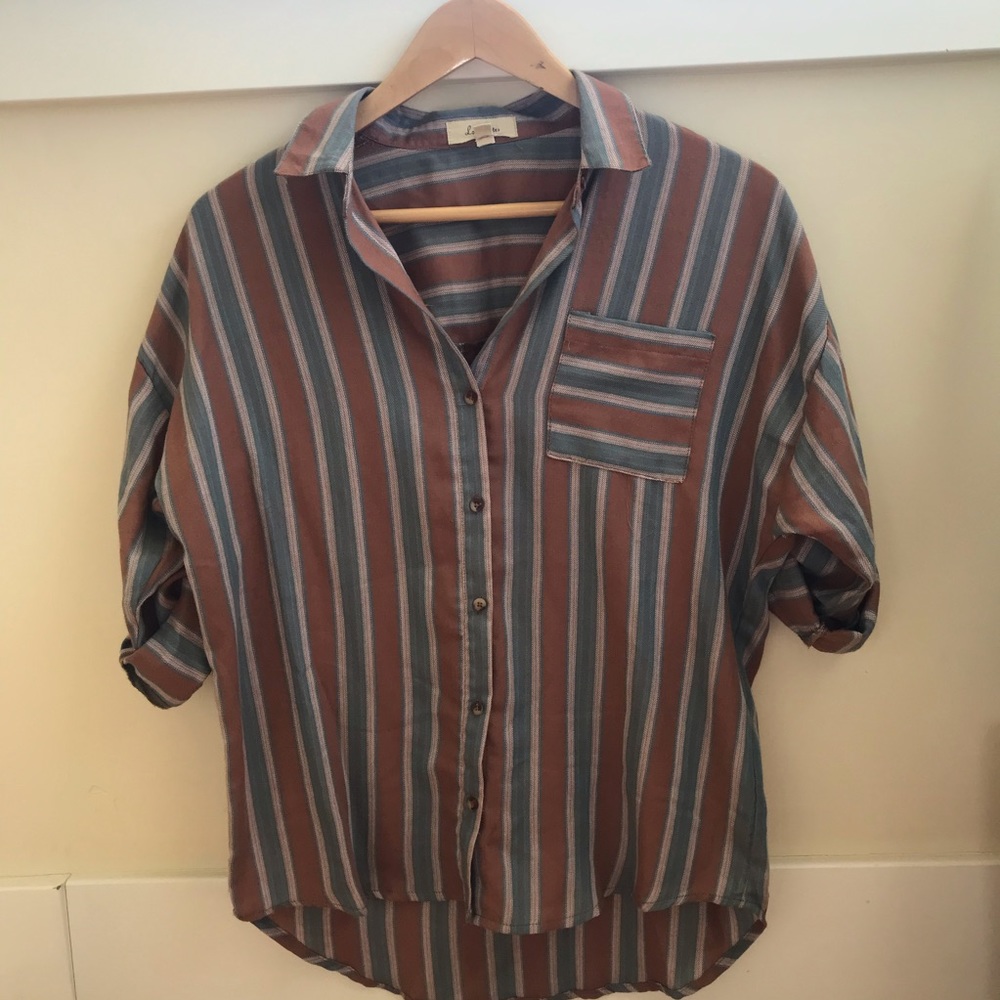 Love Notes Striped Button Up - S